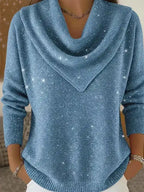 💝💝 Vintage Soft Triangle Neck Sequined Shiny Sweater Top