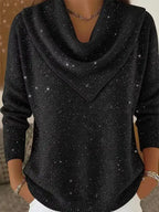 💝💝 Vintage Soft Triangle Neck Sequined Shiny Sweater Top