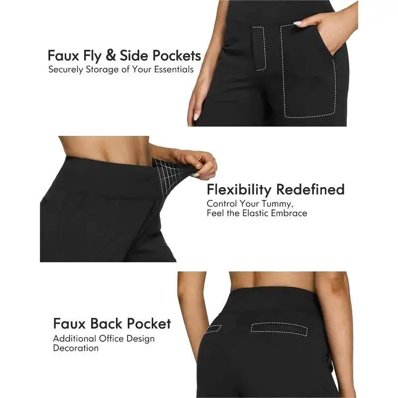 💝💝Women’s High-Waist Wide Leg Pants – Business Casual Yoga Dress Pants with Pockets