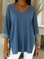 🎄 New Arrivals🔥 Women's Casual Washed Denim Cotton Top