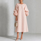 💝💝Floral Midi Dress with Rose-Cuff Sleeves