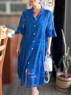 CLEARANCE🔥 Lace Ruffle Sleeve Shirt Dress