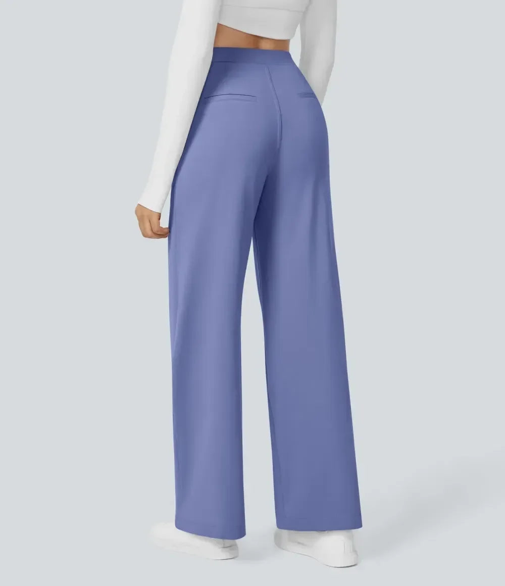 💝💝Limited-Time Promotion-High Waisted Plicated Side Pocket Straight Leg Work Pants