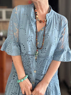 CLEARANCE🔥 Lace Ruffle Sleeve Shirt Dress