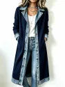 Western Boho Denim‑Knit Spliced Long Cardigan