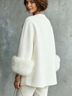 💝💝Elegant Cozy Faux Fur Cuffs Wool-blend Coat