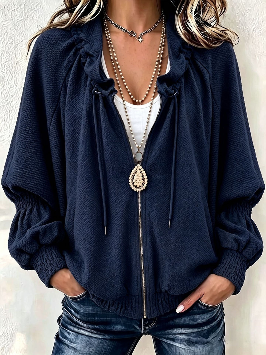 💝💝Cozy High Quality Textured Zip-Up Jacket