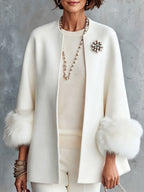 💝💝Elegant Cozy Faux Fur Cuffs Wool-blend Coat