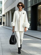 💝💝Elegant Cozy Faux Fur Cuffs Wool-blend Coat