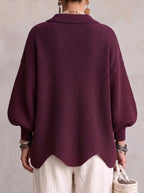 💝💝Oversized Collared Knit Cardigan With Large Metal Buttons