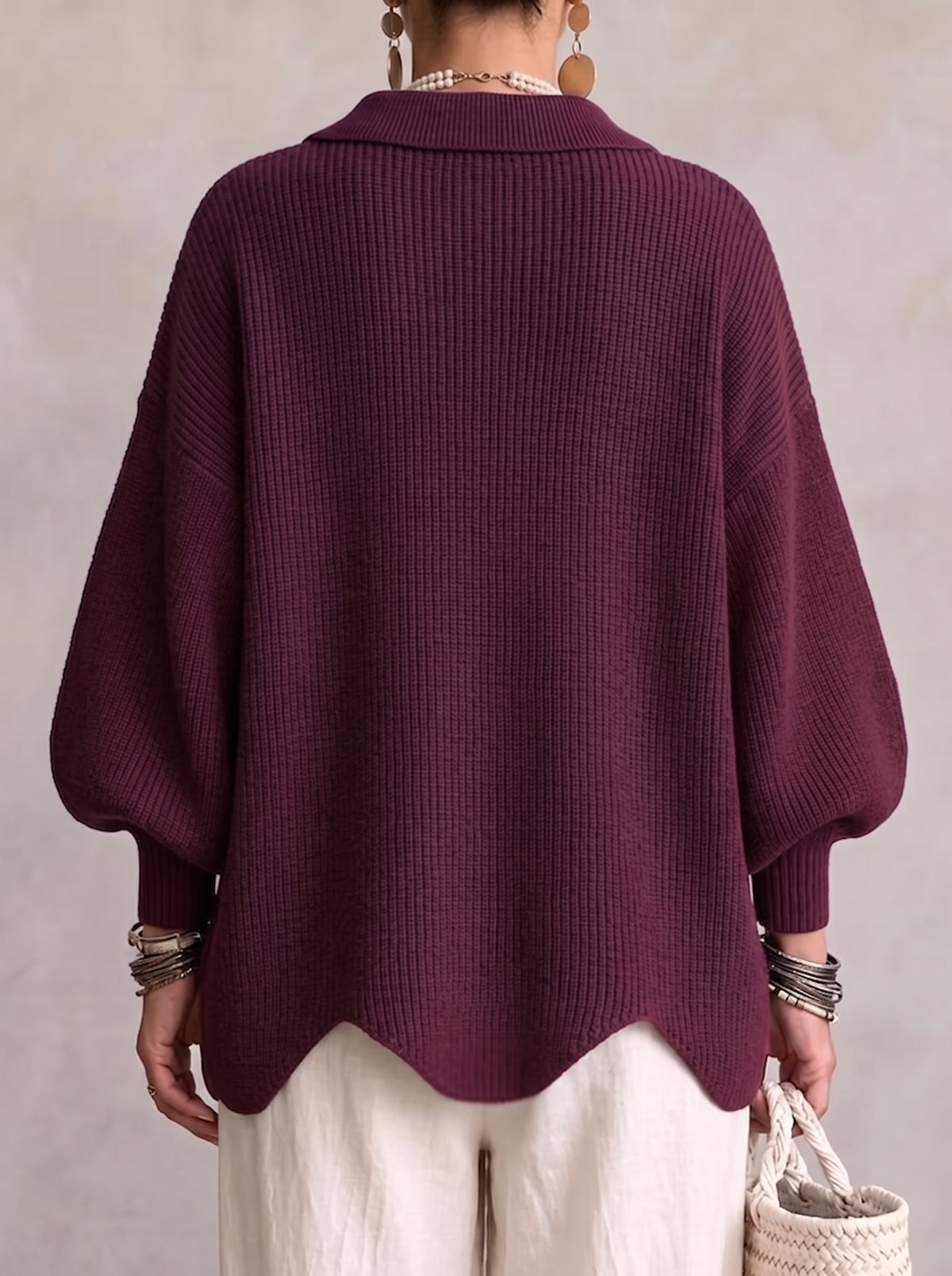 💝💝Oversized Collared Knit Cardigan With Large Metal Buttons