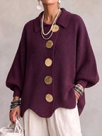 💝💝Oversized Collared Knit Cardigan With Large Metal Buttons