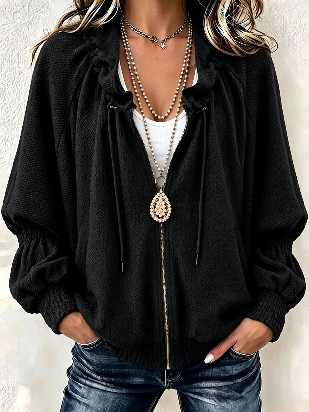 💝💝Cozy High Quality Textured Zip-Up Jacket
