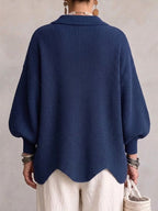 💝💝Oversized Collared Knit Cardigan With Large Metal Buttons