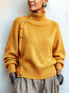 💝💝Chic Elegant Asymmetrical Button Turtleneck Sweater