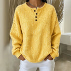 💝💝Chic Textured Henley Sweatshirt In Mixed-color Chunky Yarn