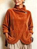 💝💝Cozy Asymmetric Button-Accented Corduroy Top