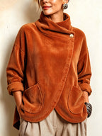 💝💝Cozy Asymmetric Button-Accented Corduroy Top