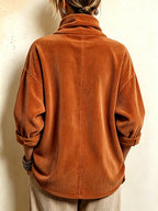 💝💝Cozy Asymmetric Button-Accented Corduroy Top
