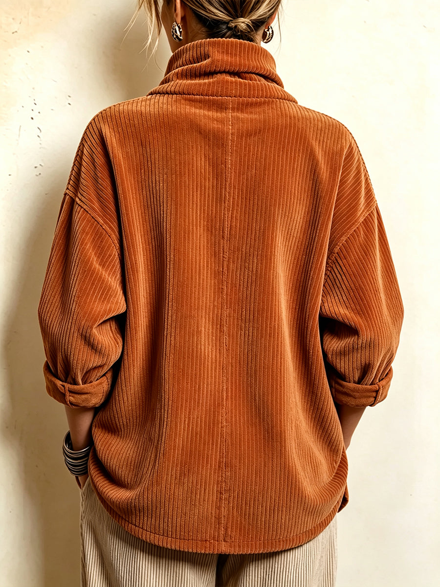 💝💝Cozy Asymmetric Button-Accented Corduroy Top