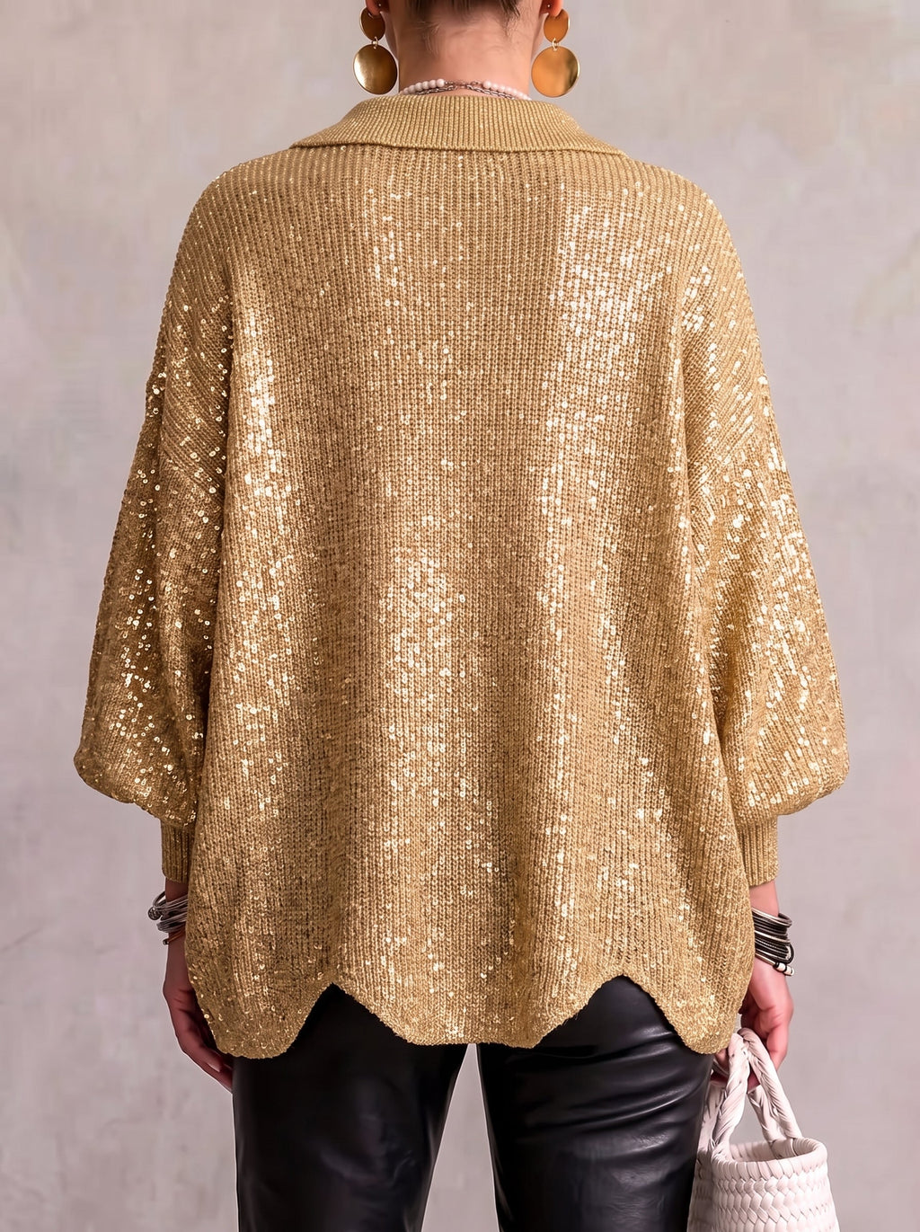 💝💝Oversized Collared Knit Cardigan With Large Metal Buttons