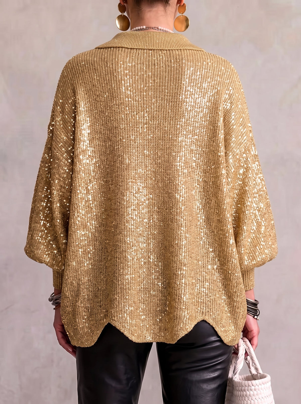 💝💝Oversized Collared Knit Cardigan With Large Metal Buttons