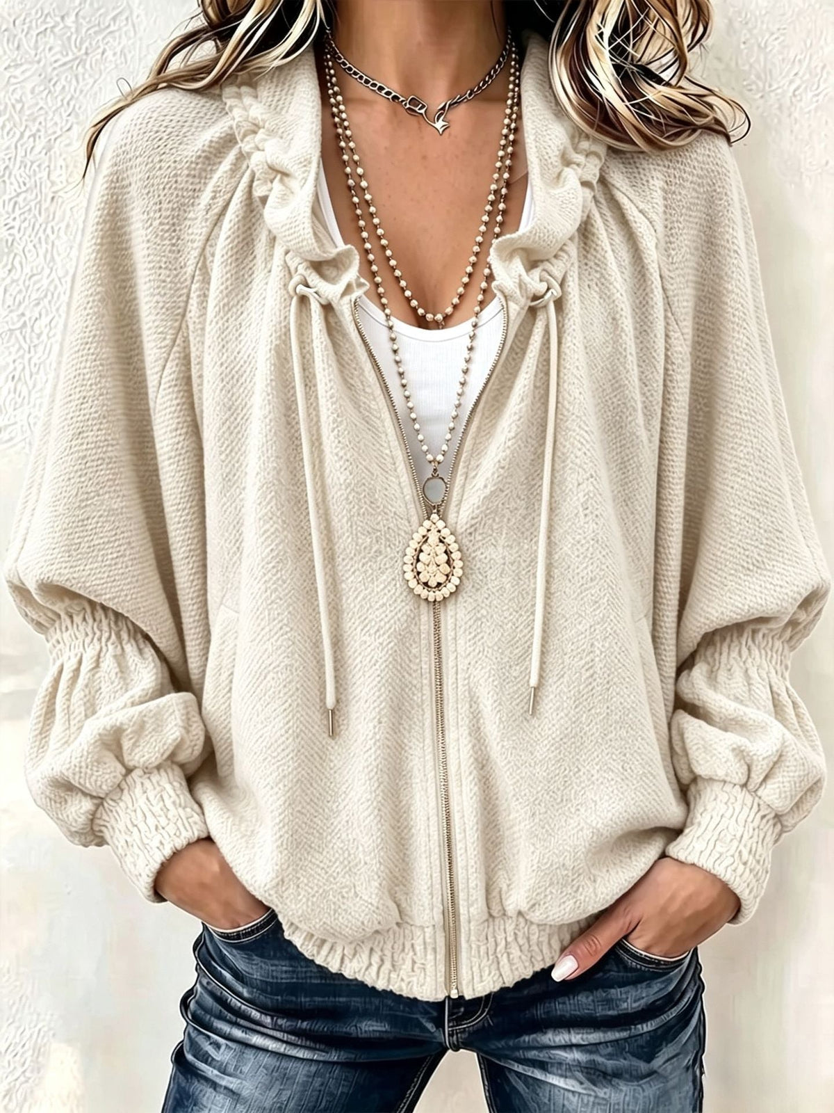 💝💝Cozy High Quality Textured Zip-Up Jacket