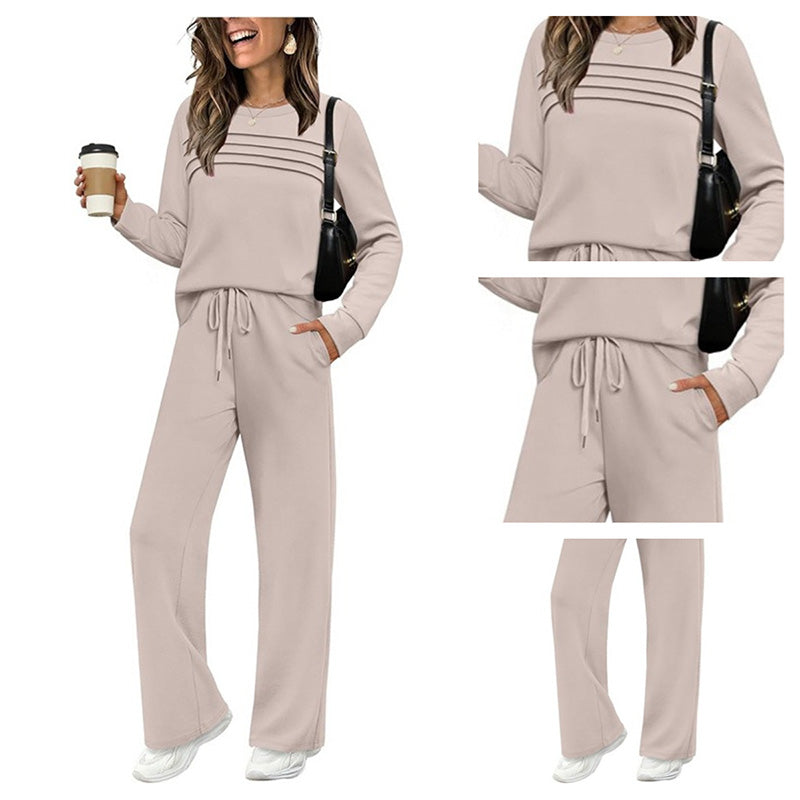 💝💝2026 HOT SALE🥳💞60K+ SOLD!✨Women's Crew Neck Top & Drawstring Pants Set3
