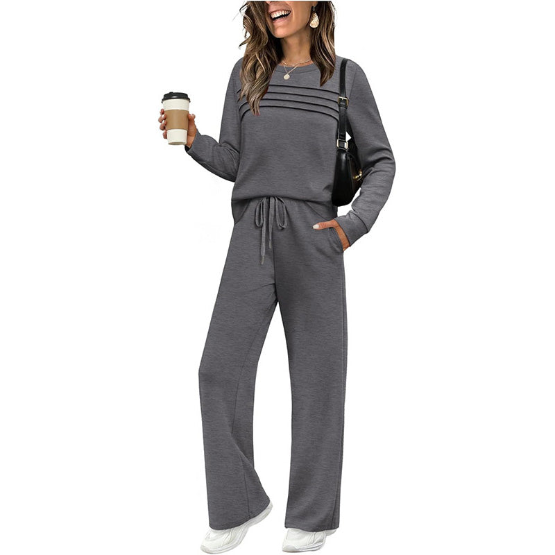 💝💝2026 HOT SALE🥳💞60K+ SOLD!✨Women's Crew Neck Top & Drawstring Pants Set3