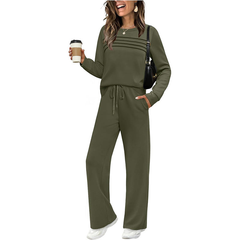 💝💝2026 HOT SALE🥳💞60K+ SOLD!✨Women's Crew Neck Top & Drawstring Pants Set3