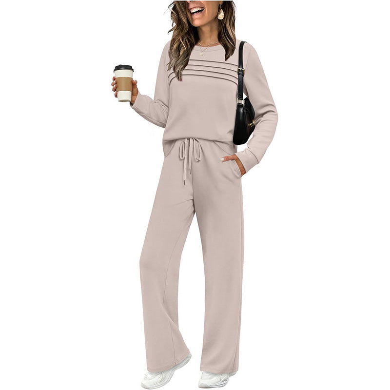 💝💝2026 HOT SALE🥳💞60K+ SOLD!✨Women's Crew Neck Top & Drawstring Pants Set3