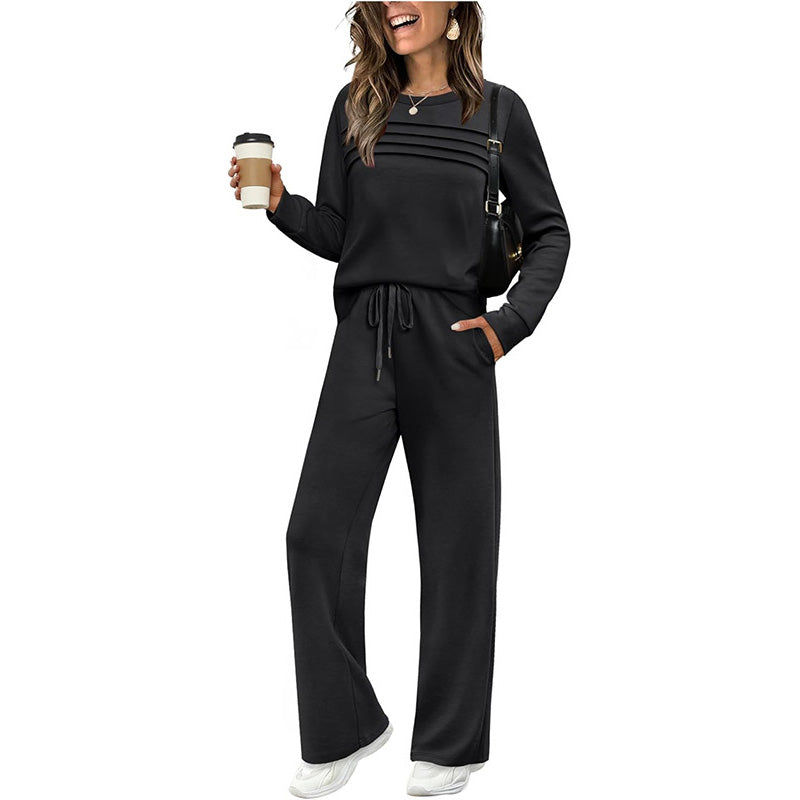 💝💝2026 HOT SALE🥳💞60K+ SOLD!✨Women's Crew Neck Top & Drawstring Pants Set3