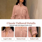 🎀 50% OFF NOW! 👖 Women's Drawstring Shirt & Wide-Leg Pants Set – Adjustable Waist, Flowy Trousers & Textured Fabric 🌿