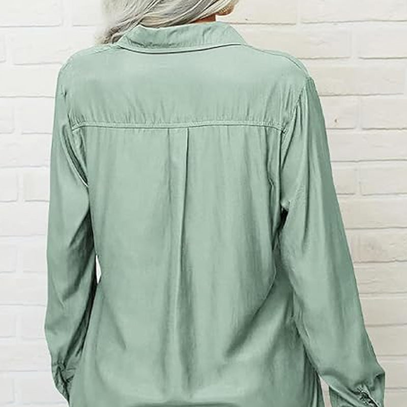 ⏳Time-Limited Special⏰Women's Solid Lapel Long Sleeves Button-Down Shirt👔
