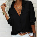 ⏳Time-Limited Special⏰Women's Solid Lapel Long Sleeves Button-Down Shirt👔