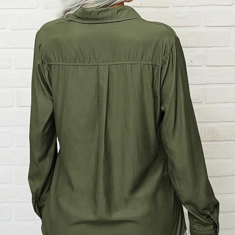 ⏳Time-Limited Special⏰Women's Solid Lapel Long Sleeves Button-Down Shirt👔