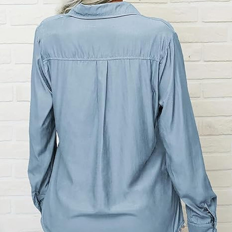 ⏳Time-Limited Special⏰Women's Solid Lapel Long Sleeves Button-Down Shirt👔