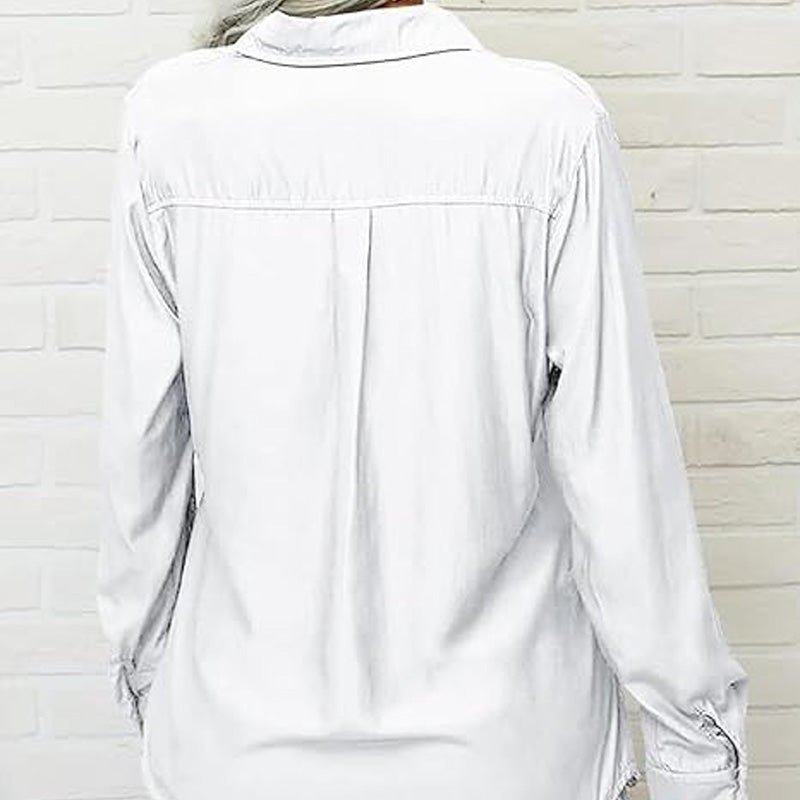 ⏳Time-Limited Special⏰Women's Solid Lapel Long Sleeves Button-Down Shirt👔