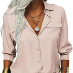 ⏳Time-Limited Special⏰Women's Solid Lapel Long Sleeves Button-Down Shirt👔
