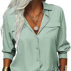 ⏳Time-Limited Special⏰Women's Solid Lapel Long Sleeves Button-Down Shirt👔