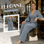Elegant V-Neck Wide-Leg Jumpsuit with Belt