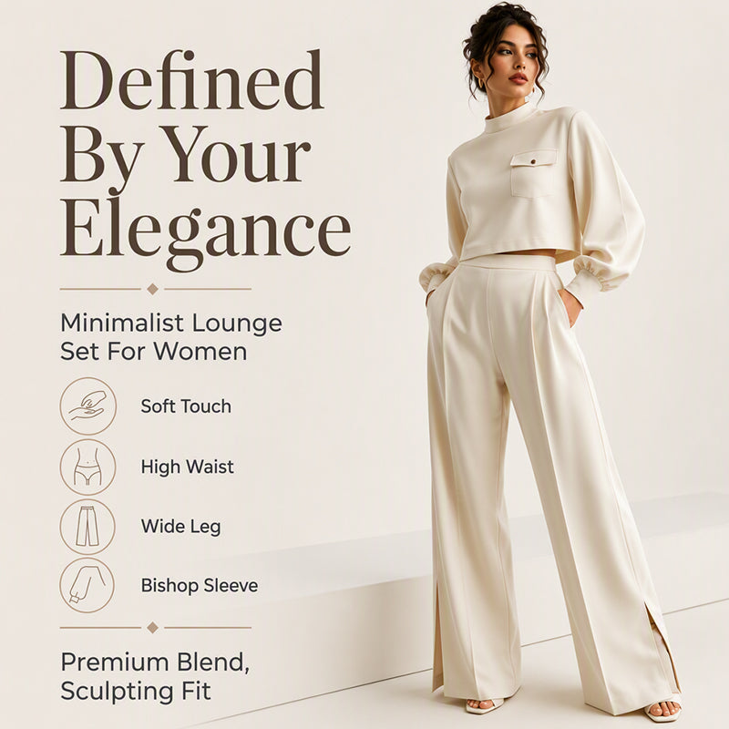 ✨ Effortless Comfort | Women's Cropped Top & Wide-Leg Pants 2-Piece