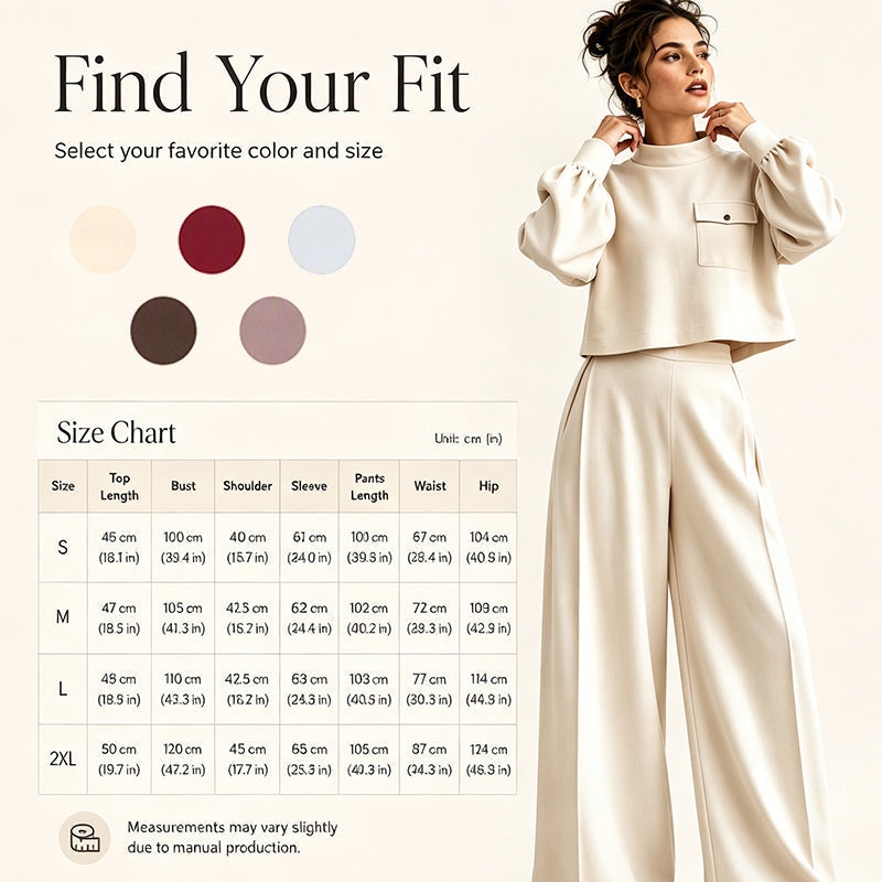 ✨ Effortless Comfort | Women's Cropped Top & Wide-Leg Pants 2-Piece