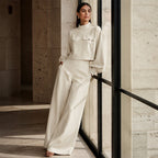 ✨ Effortless Comfort | Women's Cropped Top & Wide-Leg Pants 2-Piece