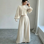 ✨ Effortless Comfort | Women's Cropped Top & Wide-Leg Pants 2-Piece