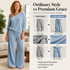 💝💝Women's Off-Shoulder Top & Wide-Leg Pants Set– Effortless Chic Meets Everyday Comfort