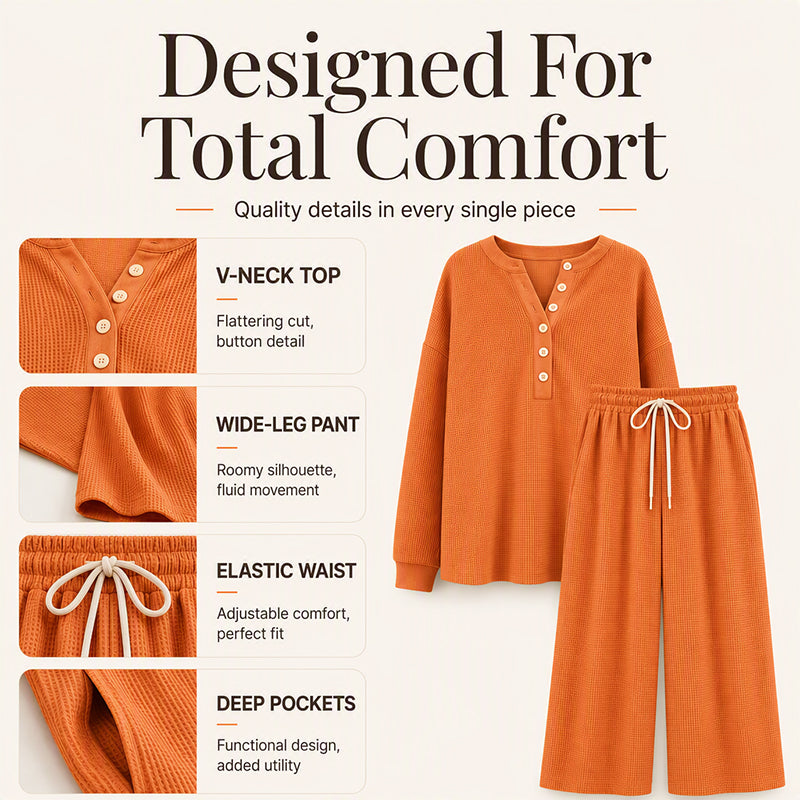 ⌛Limited-Time Offer-Women's Waffle Knit Lounge Set