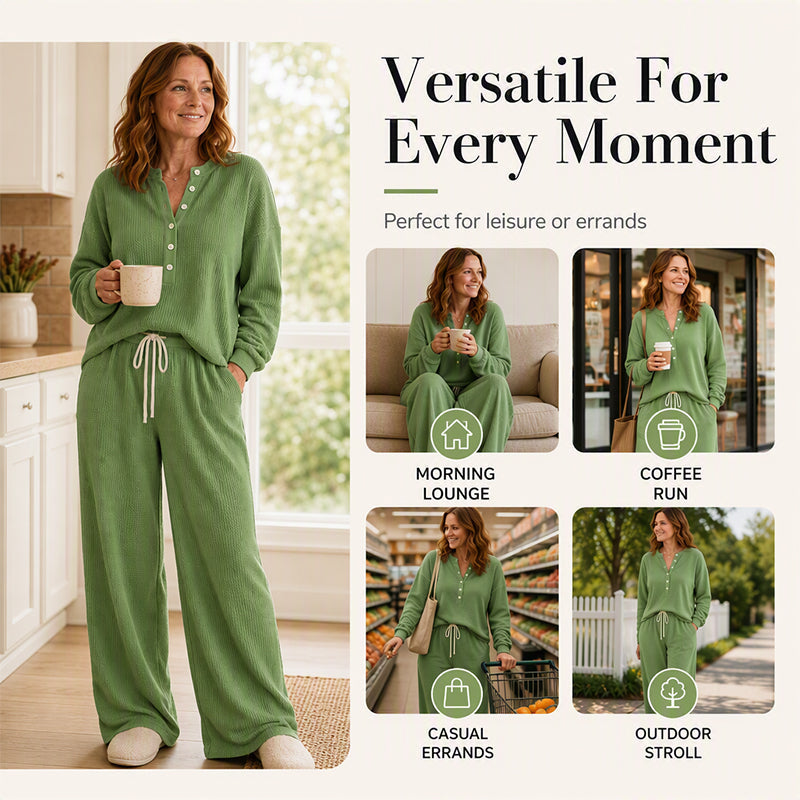 ⌛Limited-Time Offer-Women's Waffle Knit Lounge Set