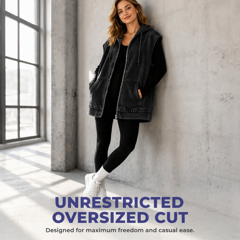 💝💝 Seasonal Style | Women's Oversized Hooded Denim Vest Jacket