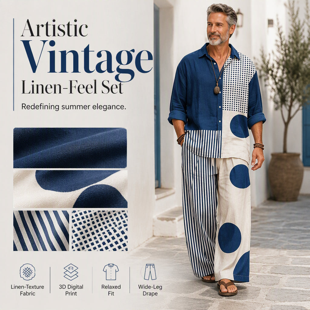 💝💝 Easy Style, Zero Matching Hassle | Men's Retro Print Loose-Fit 2-Piece Set